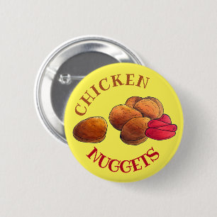 Badge Rond 5 Cm Gâteaux de poulet avec Ketchup Junk Food Foody
