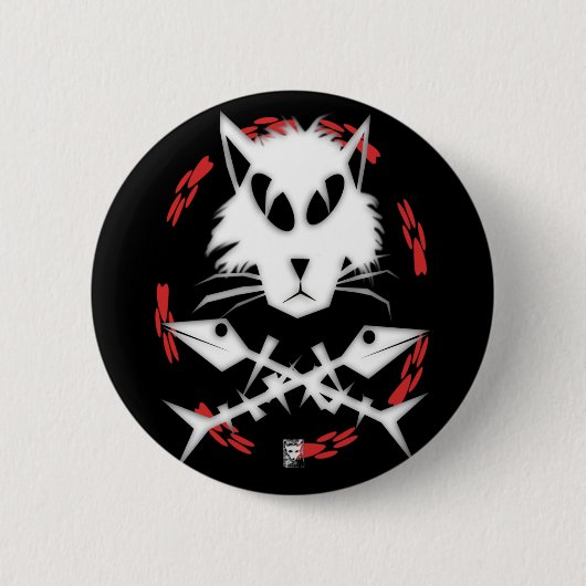Badge Rond 5 Cm gato d'arête de poisson (Devant)