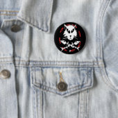 Badge Rond 5 Cm gato d'arête de poisson (En situation)