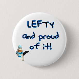 Badge Rond 5 Cm Gauchiste et fier ! Avec le pingouin dans le bleu