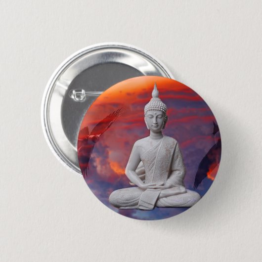 Badge Rond 5 Cm Gautama Siddhartha Bouddha (Devant & derrière)