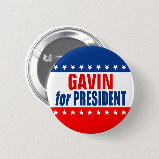 Badge Rond 5 Cm "GAVIN for PRESIDENT" Button (Devant & derrière)
