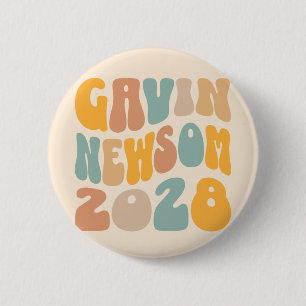 Badge Rond 5 Cm Gavin Newsom 2028 Pour Président Wavy Text