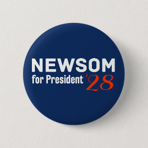 Badge Rond 5 Cm Gavin Newsom pour Président 2028 bouton