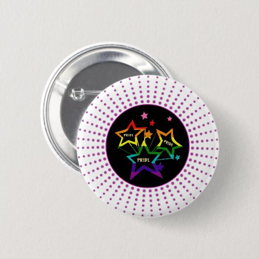 Badge Rond 5 Cm Gay LGBTQ Pride Stars Rainbow (Devant & derrière)