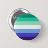 Badge Rond 5 Cm Gay Man Masc Masculine Vert Blue Pride Drapeau Que (Devant & derrière)