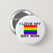 Badge Rond 5 Cm Gay pride J'Aime Mon Fils Gay (Devant & derrière)