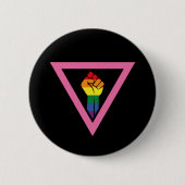 Badge Rond 5 Cm Gay pride - poing augmenté dans la triangle rose (Devant)