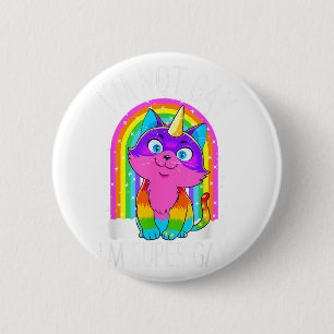 Badge Rond 5 Cm Gay Unicorn Chat LGBT Pride Drapeau Je ne suis pas