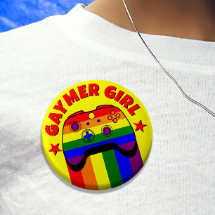 Badge Rond 5 Cm Gaymer Girl Cute Gay Gamer Rainbow drapeau