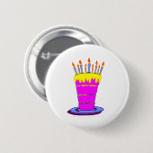 Badge Rond 5 Cm Géant gâteau d'anniversaire rose (Devant & derrière)