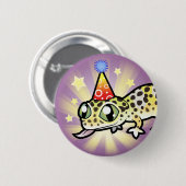 Badge Rond 5 Cm Gecko de léopard d'anniversaire (Devant & derrière)