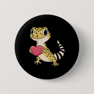 Badge Rond 5 Cm Gecko Léopard Animal Amoureux de la Saint-Valentin