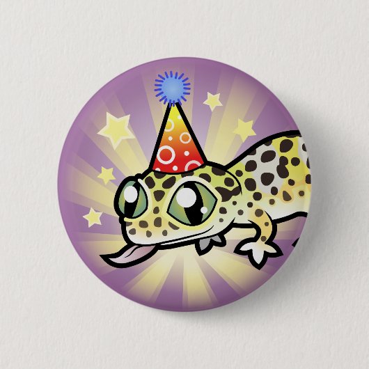 Badge Rond 5 Cm Gecko léopard d'anniversaire (Devant)