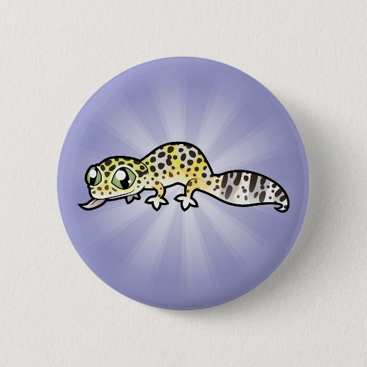 Badge Rond 5 Cm Gecko léopard de dessin animé (Devant)