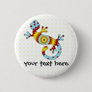 Badge Rond 5 Cm Gecko Lizard coloré