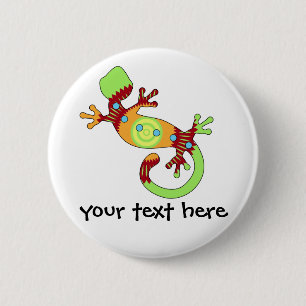 Badge Rond 5 Cm Gecko Lizard coloré