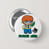 Badge Rond 5 Cm Geek (garçon) (Devant & derrière)