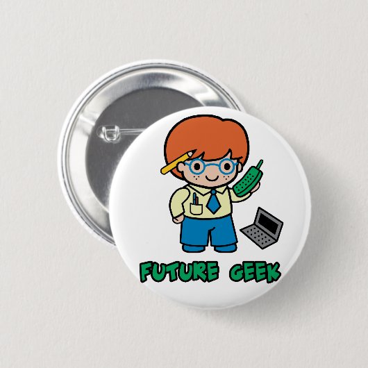 Badge Rond 5 Cm Geek (garçon) (Devant & derrière)