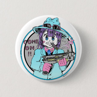 Badge Rond 5 Cm Geek manga gun girl