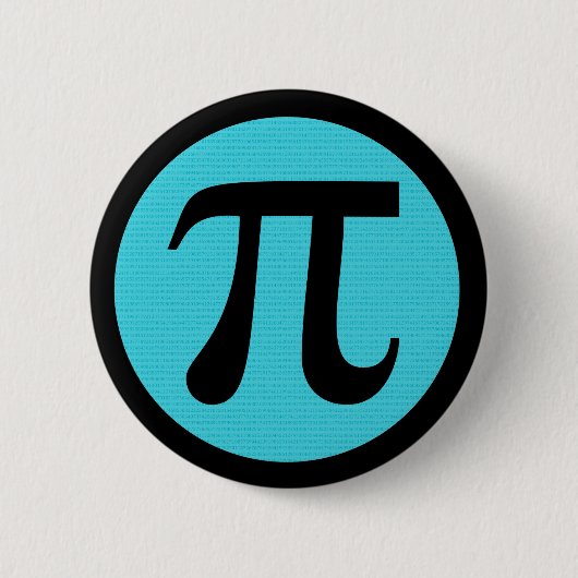 Badge Rond 5 Cm geek mathématique, symbole Pi, bleu sur noir (Devant)