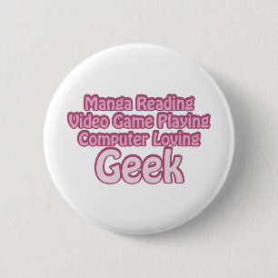 Badge Rond 5 Cm Geek rose