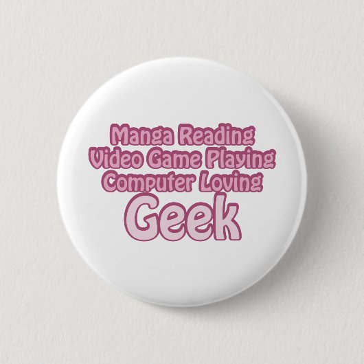 Badge Rond 5 Cm Geek rose (Devant)