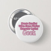 Badge Rond 5 Cm Geek rose (Devant & derrière)