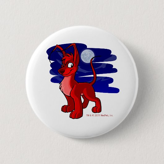 Badge Rond 5 Cm Gelert rouge fier par clair de lune (Devant)