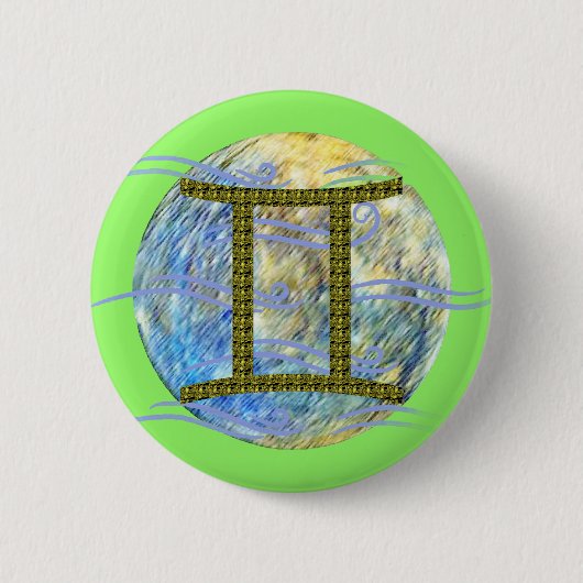 Badge Rond 5 Cm Gémeaux (Devant)