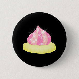 Badge Rond 5 Cm Gemme glacée rose étincelante