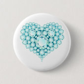 Badge Rond 5 Cm Gemmes cardiaques aquamarines (Devant)