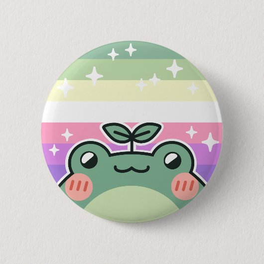 Badge Rond 5 Cm Genderfae LGBT Pride Drapeau Grenouille (Devant)