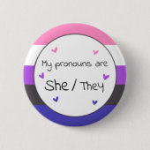 Badge Rond 5 Cm Genderfluide Elle/Ils Pronoun Pin (Devant)