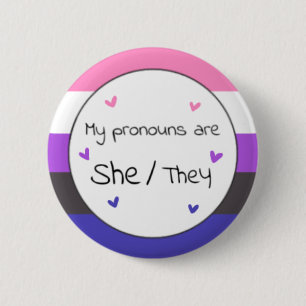 Badge Rond 5 Cm Genderfluide Elle/Ils Pronoun Pin