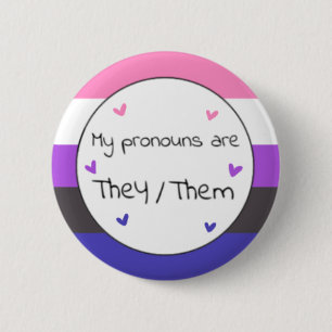 Badge Rond 5 Cm Genderfluide Eux/Eux Pronoun Pin