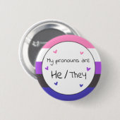 Badge Rond 5 Cm Genderfluide He/They Pronoun Pin (Devant & derrière)