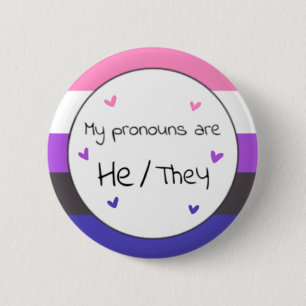 Badge Rond 5 Cm Genderfluide He/They Pronoun Pin