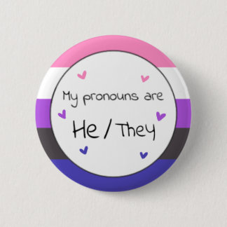 Badge Rond 5 Cm Genderfluide He/They Pronoun Pin