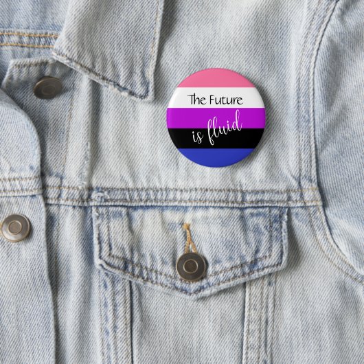 Badge Rond 5 Cm Genderfluide L'avenir est Fluid Custom Text Button (En situation)