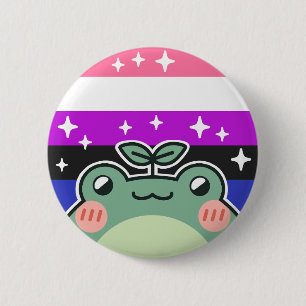 Badge Rond 5 Cm Genderfluide LGBT Pride Drapeau Grenouille