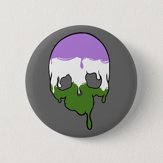 Badge Rond 5 Cm Genderqueer Pride Déchets Crâne (Devant)