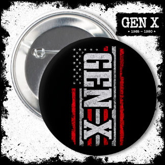 Badge Rond 5 Cm Génération X Gen Xer Fier American Flag Gen X