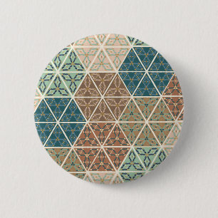 Badge Rond 5 Cm Geo extérieur XI motif tribal bleu et vert de  