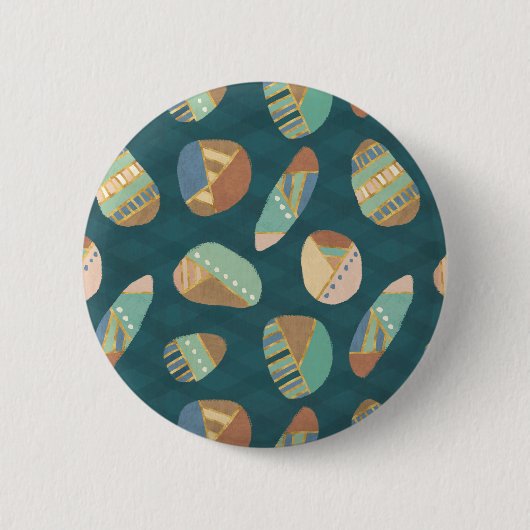 Badge Rond 5 Cm Geo extérieur XII motif géométrique bleu et vert (Devant)