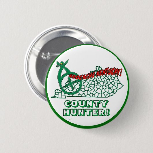 BADGE ROND 5 CM GÉOCACHE KENTUCKY COMTÉ CHASSEUR (Devant & derrière)