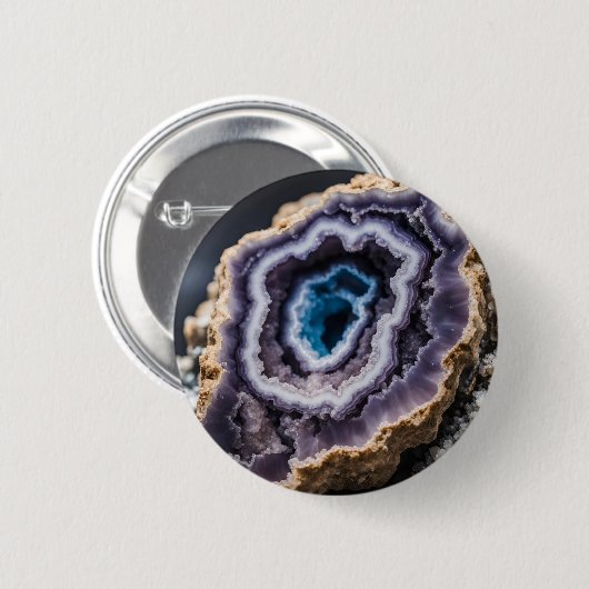 Badge Rond 5 Cm Géode bleu et violet (Devant & derrière)