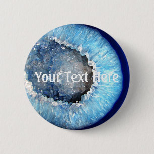 Badge Rond 5 Cm Géode cristal bleu tombé