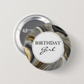 Badge Rond 5 Cm Géode moderne Gold & Grey Agate Géode Anniversaire (Devant & derrière)