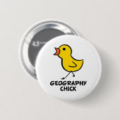 Badge Rond 5 Cm Géographie Chick (Devant & derrière)